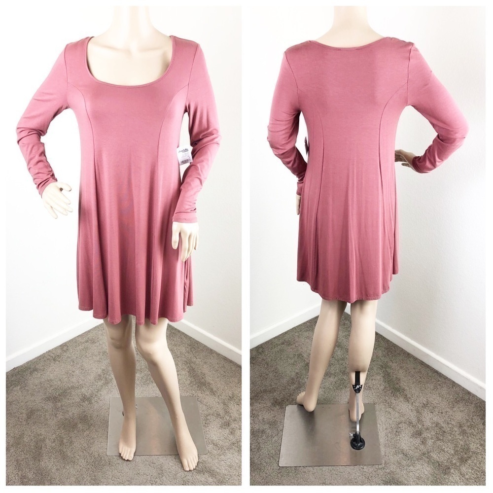 Charlotte Russe light brick red long sleeve dress
